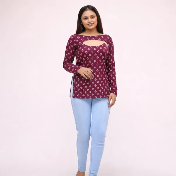 Women's_Cotton_Blend_Kurti_With_Detachable_Shrug