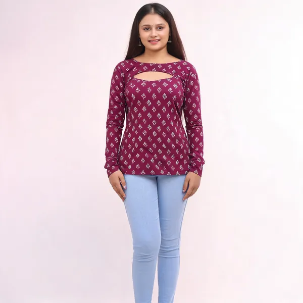 Women's_Cotton_Blend_Kurti_With_Detachable_Shrug