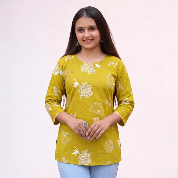 Women's_Floral_Printed_Straight_Fit_Kurti_With_3_4_Sleeves