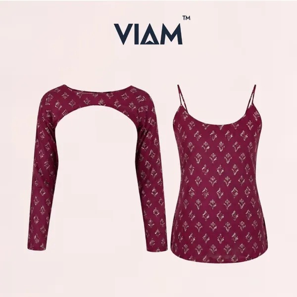 VIAM_Women_Wine_Printed_Short_Kurti_with_Detachable_Shrug_Sleeves