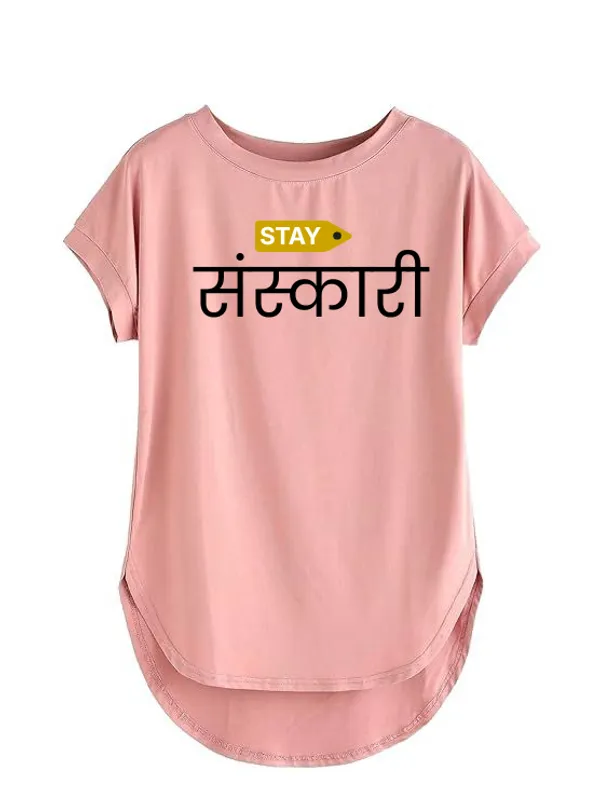 VIAM_Women's_Stay_Sanskari_High-Low_Tee