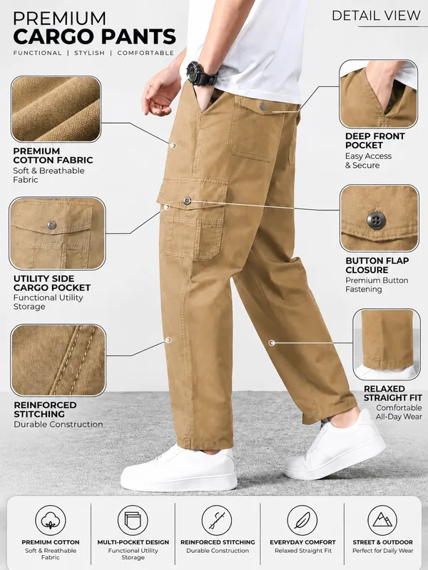 Khaki_Premium_Cotton_Relaxed_Fit_Cargo_Pant_For_Men