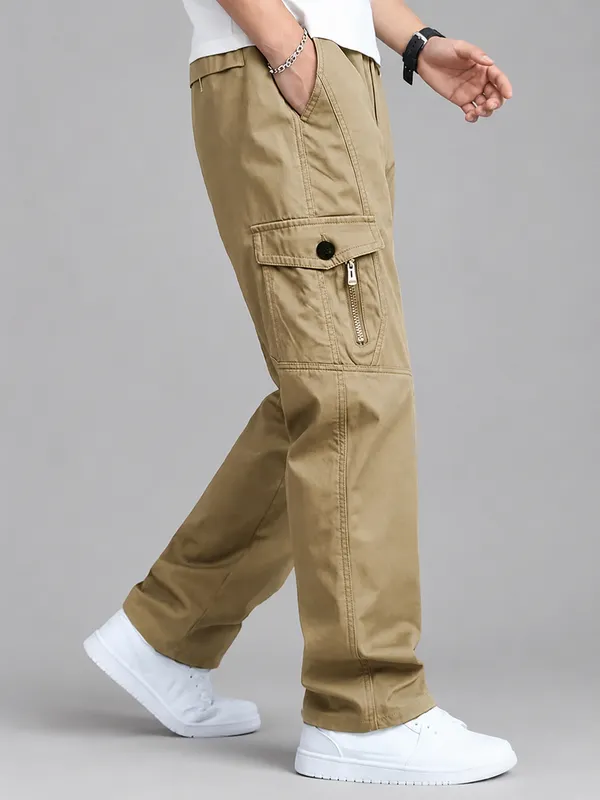 Khaki_Premium_Cotton_Relaxed_Fit_Cargo_Pant_For_Men
