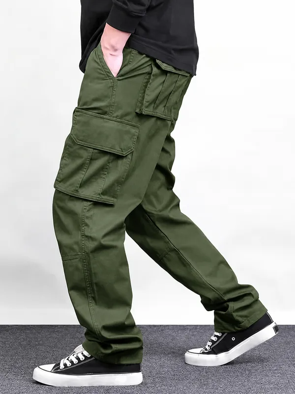 Olive_Green_Premium_Cotton_Relaxed_Fit_Cargo_Pant_For_Men