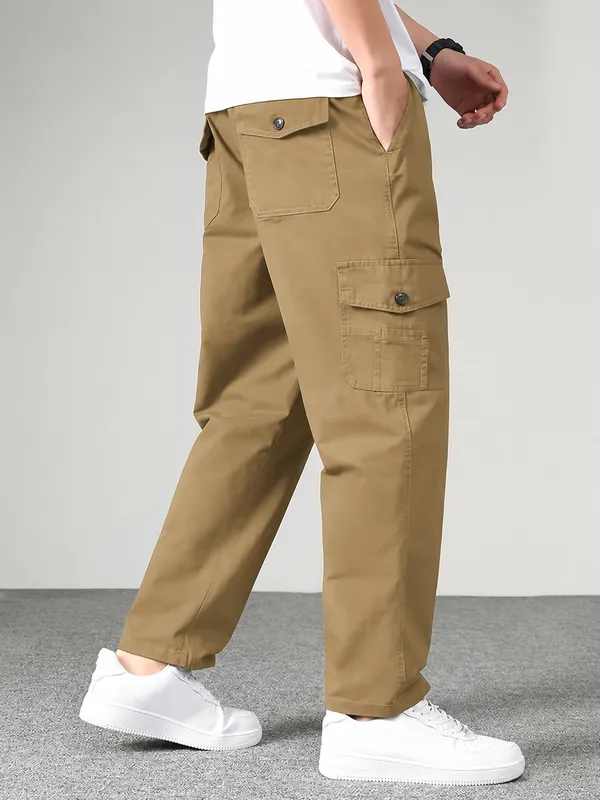Khaki_Premium_Cotton_Relaxed_Fit_Cargo_Pant_For_Men