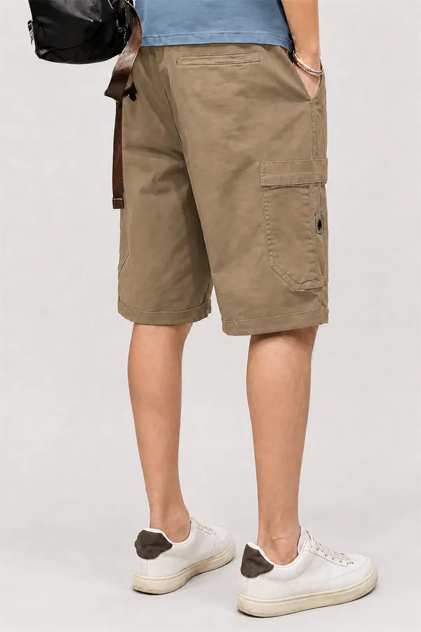 Khaki_Premium_Cotton_Relaxed_Fit_Cargo_Shorts_For_Men