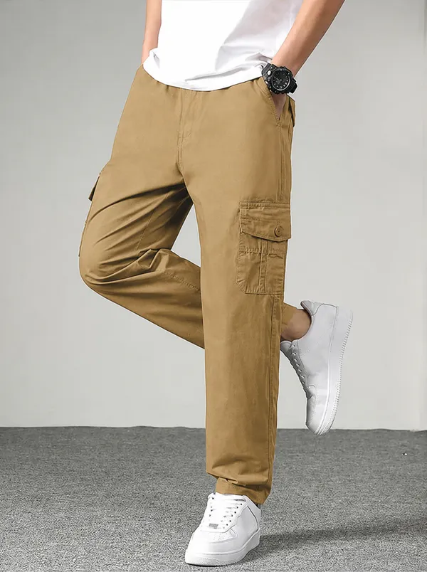 Khaki_Premium_Cotton_Relaxed_Fit_Cargo_Pant_For_Men