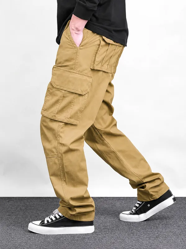 Khaki_Premium_Cotton_Relaxed_Fit_Cargo_Pant_For_Men
