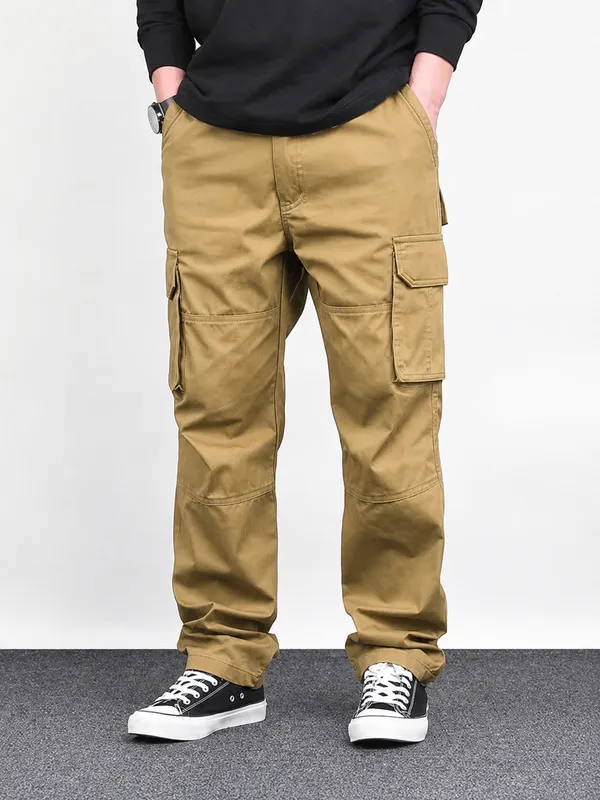 Khaki_Premium_Cotton_Relaxed_Fit_Cargo_Pant_For_Men