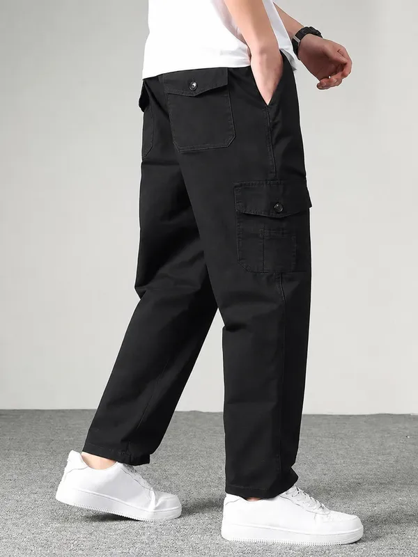 Black_Premium_Cotton_Relaxed_Fit_Cargo_Pant_For_Men