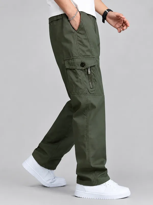 Olive_Green_Premium_Cotton_Relaxed_Fit_Cargo_Pant_For_Men