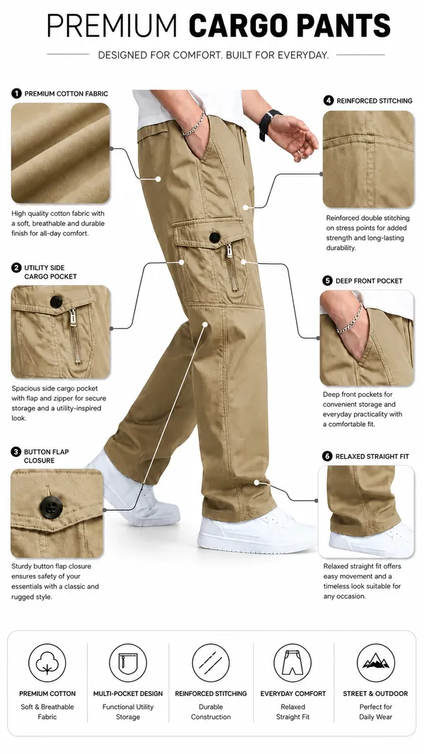Khaki_Premium_Cotton_Relaxed_Fit_Cargo_Pant_For_Men