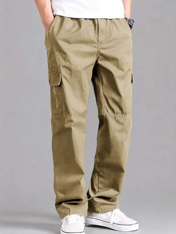 Khaki_Premium_Cotton_Relaxed_Fit_Cargo_Pant_For_Men