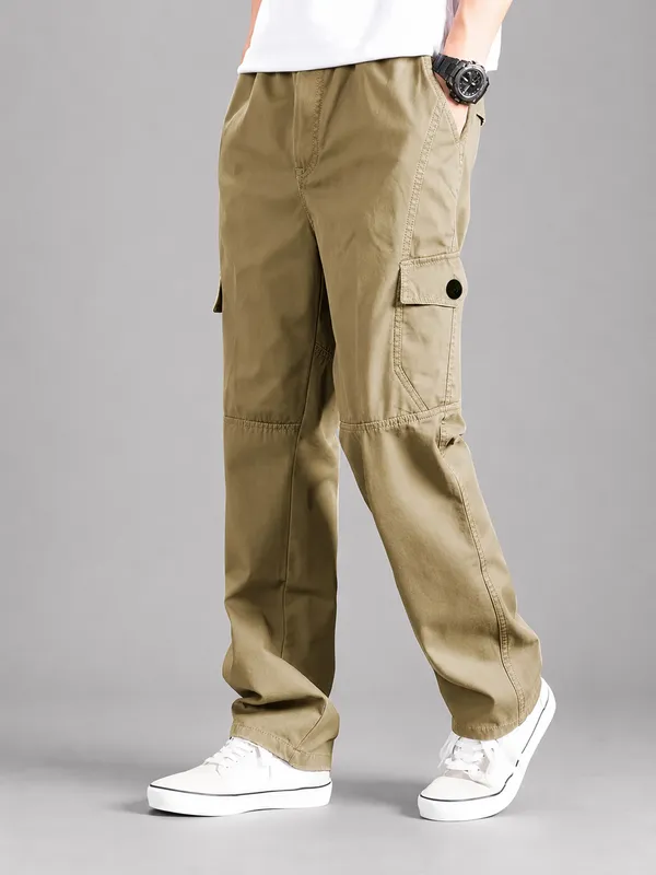 Khaki_Premium_Cotton_Relaxed_Fit_Cargo_Pant_For_Men