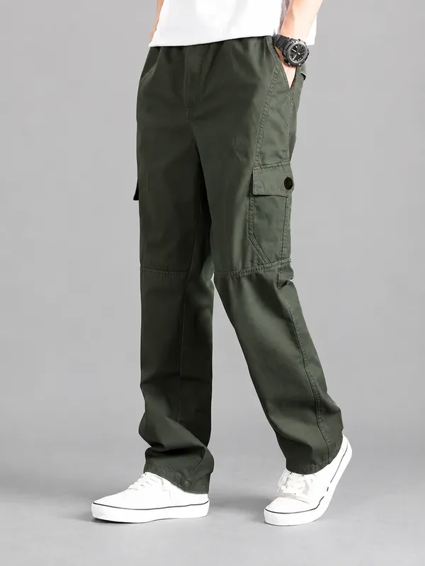 Olive_Green_Premium_Cotton_Relaxed_Fit_Cargo_Pant_For_Men