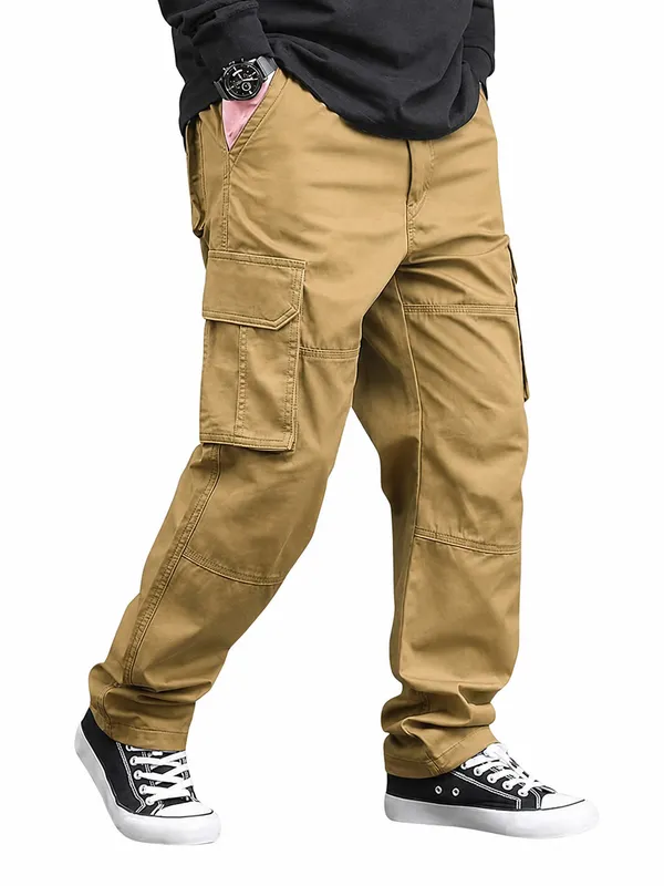Khaki_Premium_Cotton_Relaxed_Fit_Cargo_Pant_For_Men