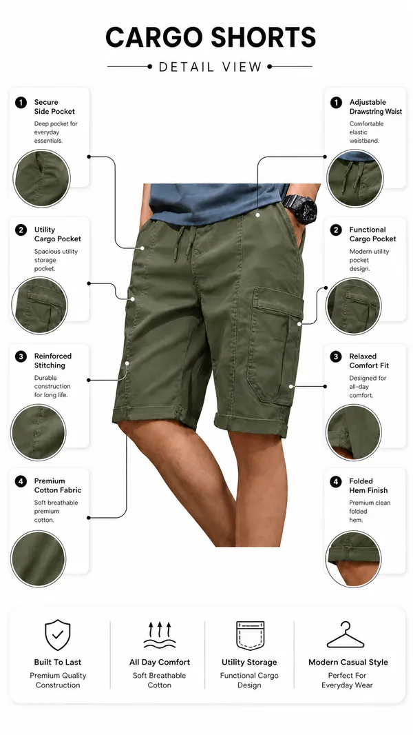 Olive_Green_Premium_Cotton_Relaxed_Fit_Cargo_Shorts_For_Men