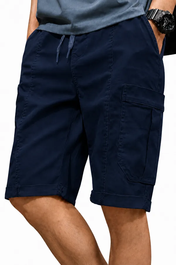 Navy_Blue_Premium_Cotton_Relaxed_Fit_Cargo_Shorts_For_Men