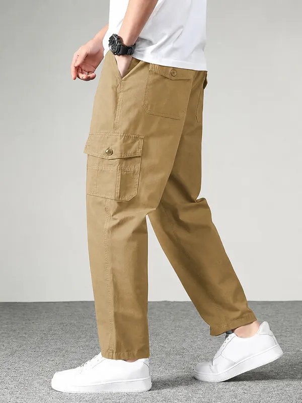 Khaki_Premium_Cotton_Relaxed_Fit_Cargo_Pant_For_Men