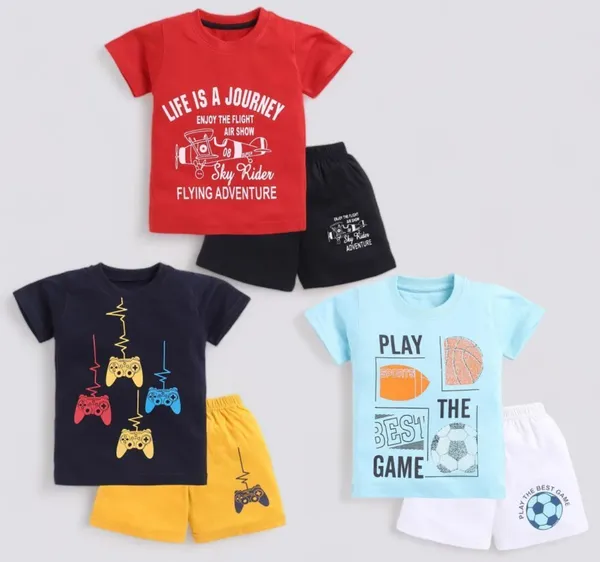 NEW_TRINATH_HOSIERY_Boys_Casual_T-shirt_Shorts_(RED,BLACK,SKY)