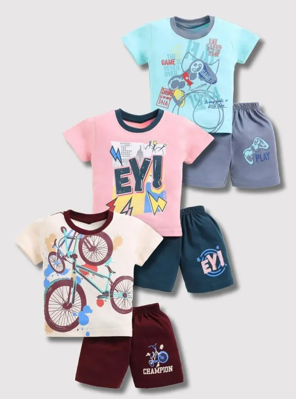 NEW_TRINATH_HOSIERY_Boys_Casual_T-shirt_Shorts_(Cream,Light_Blue,Pink,_Pack_of_3)