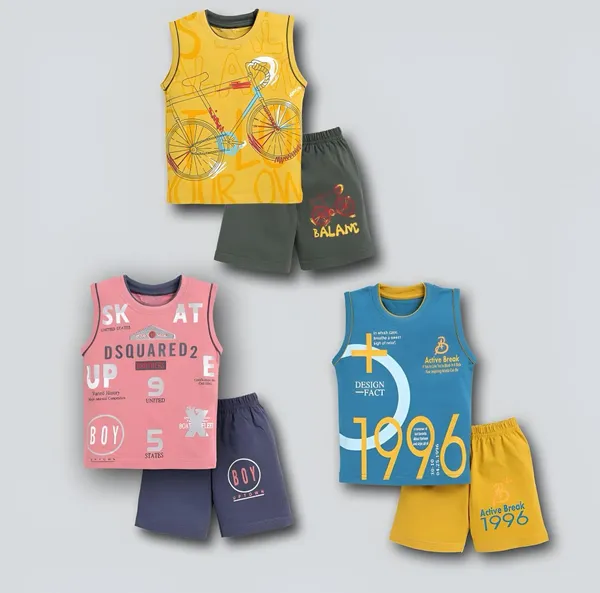 NEW_TRINATH_HOSIERY_Boys_Casual_T-shirt_Shorts_(Mustard,Blue,Wine)