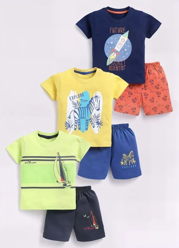 NEW_TRINATH_HOSIERY_Boys_Casual_T-shirt_Shorts_(Light_Green,Navy_blue,Yellow,_Pack_of_3)