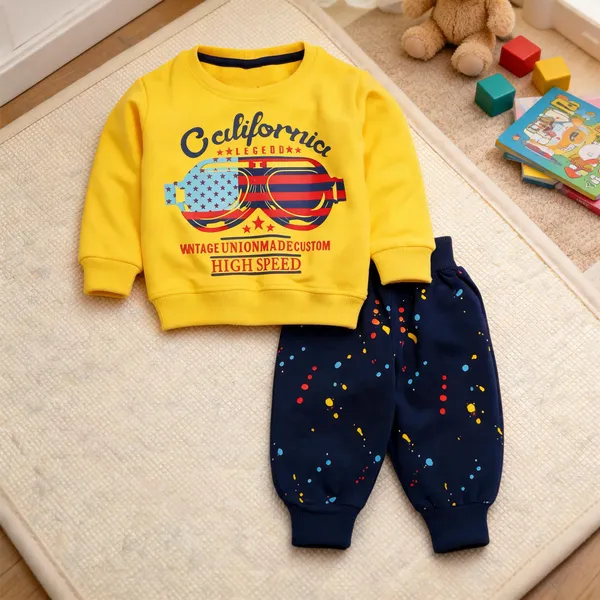 Yellow_California_Printed_Sweatshirt_And_Navy_Printed_Jogger_Set_For_Boys
