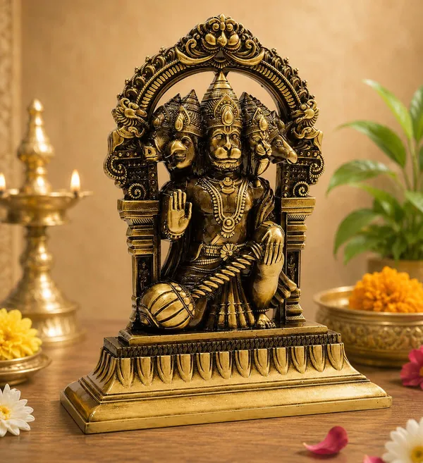 Panchmukhi_Hanumanji_Idol_Gold
