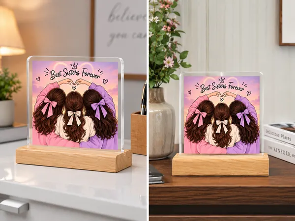 Pinewood_Acrylic_Sisters_Forever_Personalized_Photo_Frame