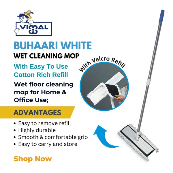 Bhuhari-_White_Cotton_Flat_Mop_with_Velcro_Syastem_and_Extendable_Handle