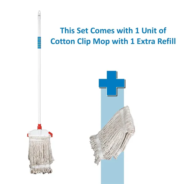 Plastic_Clip_with_Cotton_Looped_Threads_Wet_Floor_Cleaning_Mop_With_1_Extra_Refill