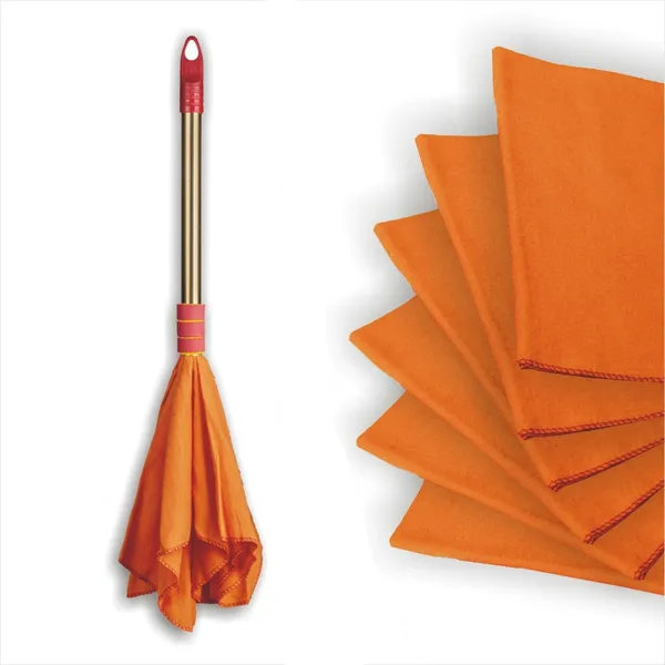Combo_Set_of_Golden_Handle_Duster_(Dust_Mop_-_1_Unit)_and_High_Density_Dust_Cleaning_Flannel_Cloths_(6_pcs)
