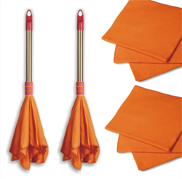 Combo_Set_of_Golden_Handle_Duster_(Dust_Mop_-_2_pcs.)_and_High_Density_Dust_Cleaning_Flannel_Cloths_(6_pcs)