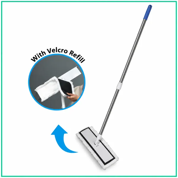 Cotton_Stainless_Steel_Bhuhari-_White_Cotton_Flat_Mop_With_Velcro_Syastem_And_Extendable_Handle