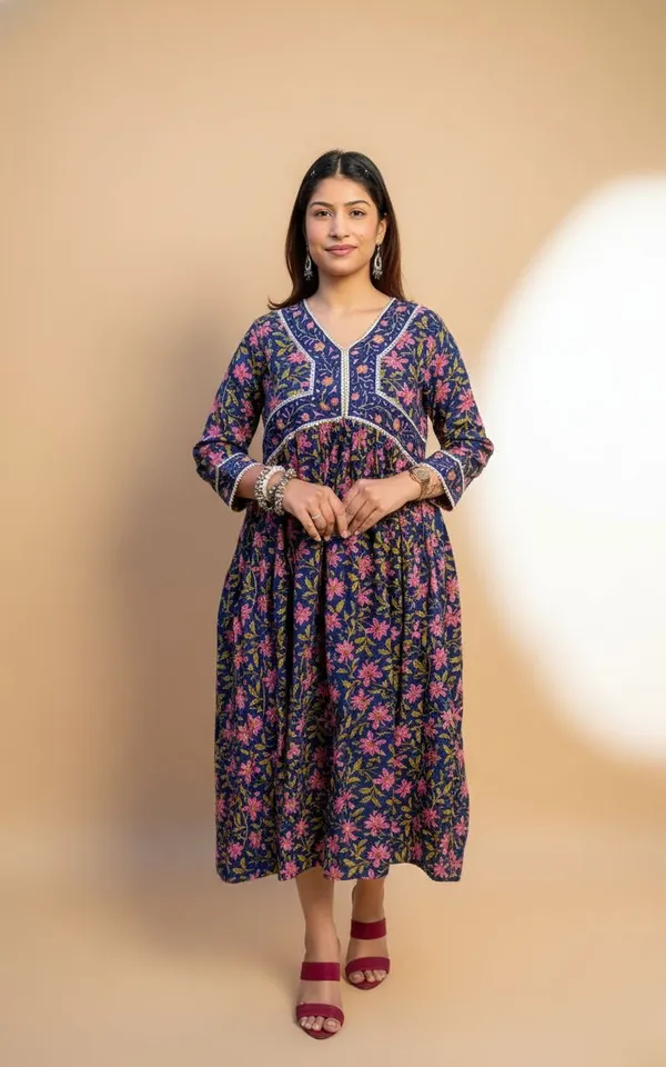 Navy_Floral_Printed_Fit_And_Flare_Dress_For_Women