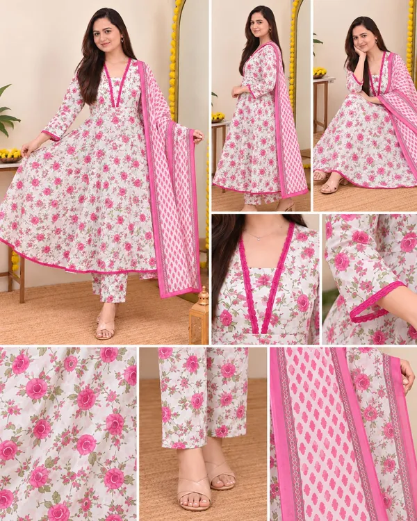 White_Pink_Floral_Anarkali_Kurta_Set_for_Women