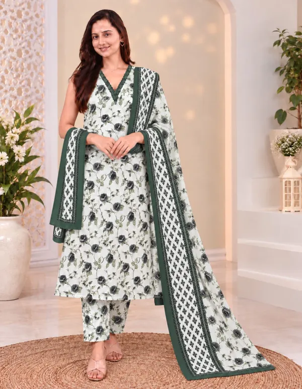 White_Floral_Print_Straight_Kurta_Set_for_Women