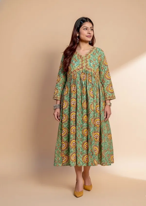 Green_Printed_Flared_Anarkali_Dress_for_Women