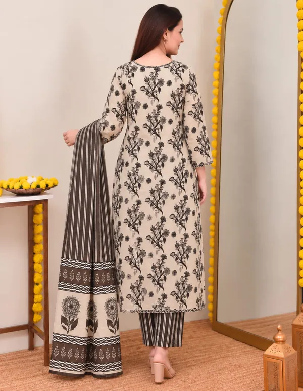 Beige_Floral_Printed_Ethnic_Suit_Set_For_Women