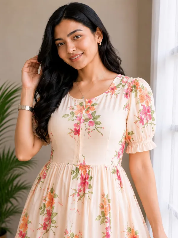Cream_Cotton_Dress_For_Women