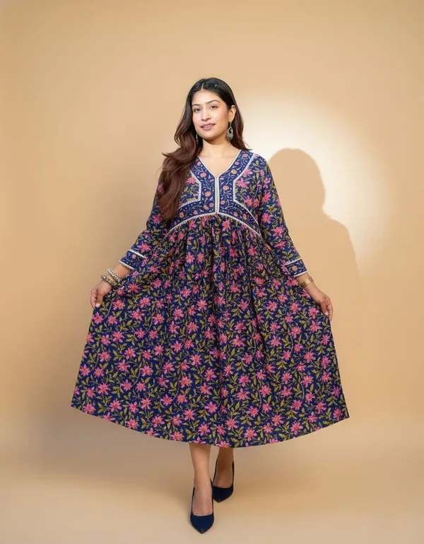 Navy_Floral_Printed_Fit_And_Flare_Dress_For_Women