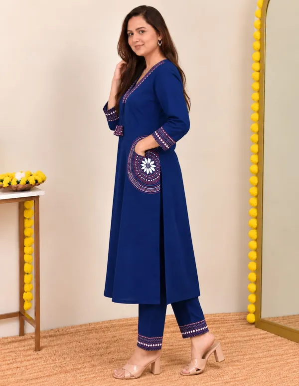 Blue_Rayon_Printed_Kurta_Pant_Set_for_Women