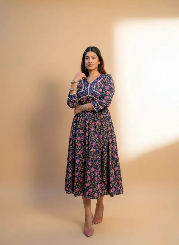 Navy_Floral_Printed_Fit_And_Flare_Dress_For_Women