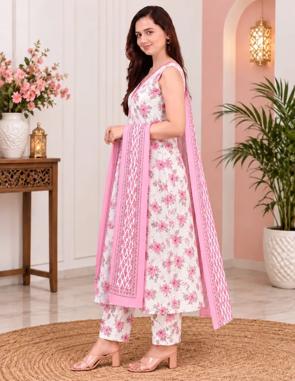 Pink_Floral_Printed_Kurta_Set_For_Women