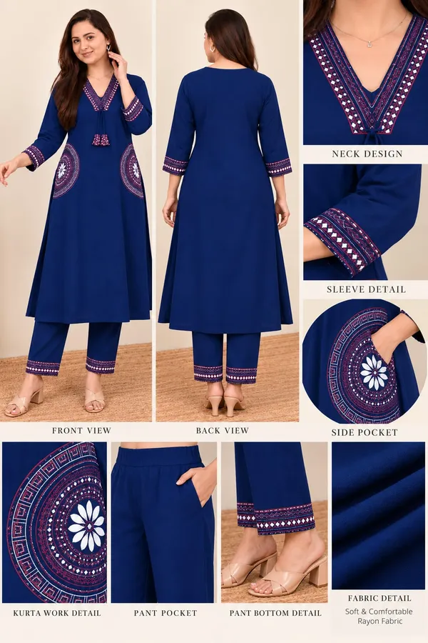 Blue_Rayon_Printed_Kurta_Pant_Set_for_Women