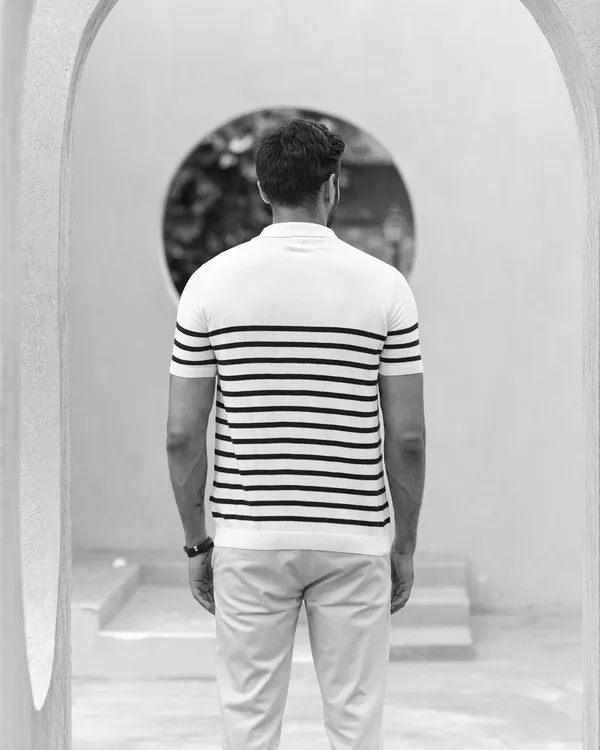 Black-White_Cotton_Nautical_Striped_Flat_Knit_Polo_T-Shirt_For_Men