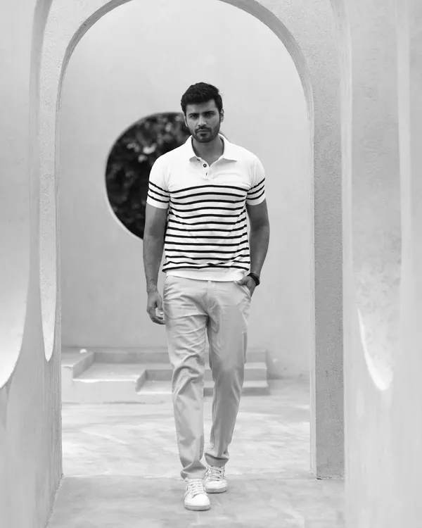 Black-White_Cotton_Nautical_Striped_Flat_Knit_Polo_T-Shirt_For_Men