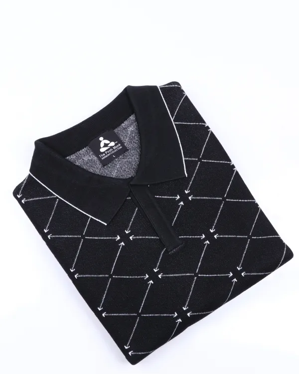 Black_Cotton_Geometric_Patterned_Flat_Knit_Polo_T-Shirt_For_Men