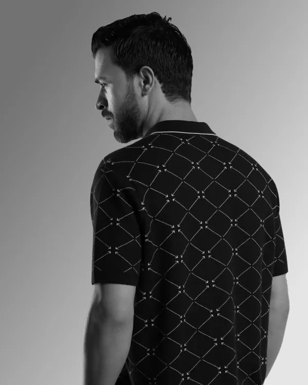Black_Cotton_Geometric_Patterned_Flat_Knit_Polo_T-Shirt_For_Men
